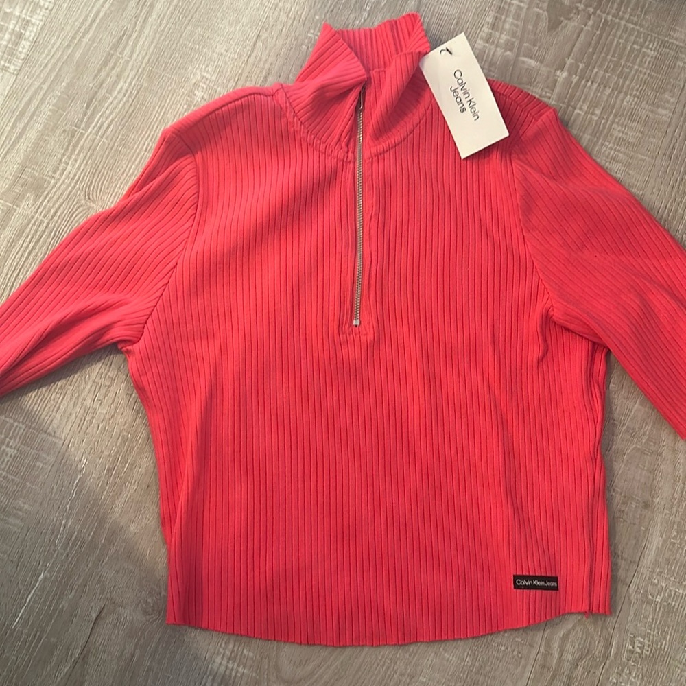 Calvin Klein pink quarter zip top